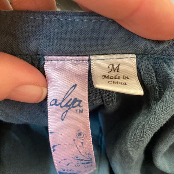 Alya Mini Velvet  Insert Dress Teal Size M - Picture 5 of 7